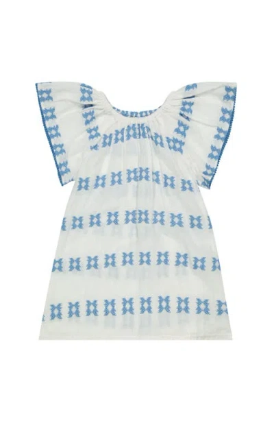 Mer St. Barth Kids'  Mini Capucine Girl's Caftan Blue Embroidery