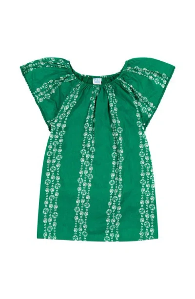 Mer St. Barth Kids'  Mini Capucine Girls Caftan In Green