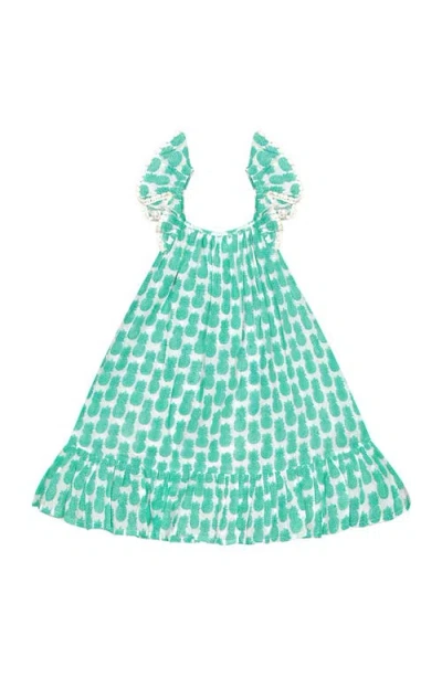 Mer St. Barth Kids'  Mini Eva Girl's Dress In Green