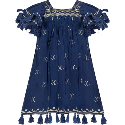 Mer St. Barth Mini Sandrine Womens Dress Galaxy Embroidery In Blue