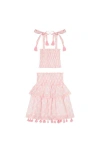 Mer St. Barth Noelle Girl's Smock Top And Maxi Skirt Set Pink Feather In Pink