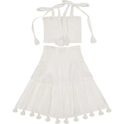 Mer St. Barth Kids'  Noelle Girls Top And Skirt Set In Gray
