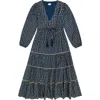 Mer St. Barth Odette Maxi Dress In Blue Floral Block Print