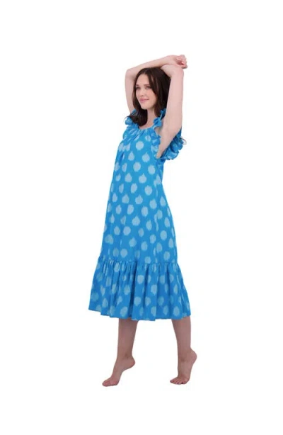 Mer St. Barth Ruffle Sundress Cerulean Blue Ikat
