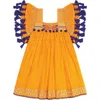 Mer St. Barth Babies'  Serena Tassel Dress In Marigold Embroidery