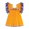 Mer St. Barth Kids'  Serena Tassel Dress In Marigold Embroidery