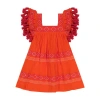 Mer St. Barth Serena Tassel Dress In Poppy Embroidery
