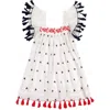 Mer St. Barth Serena Tassel Dress In Red White Navy Embroidery