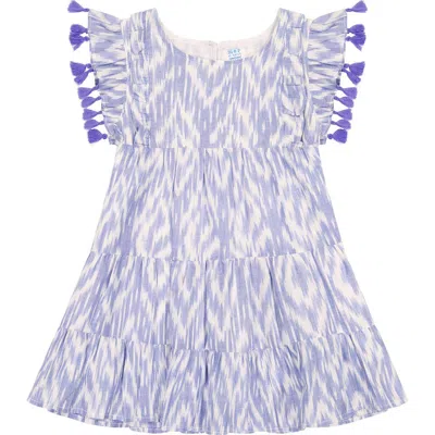Mer St. Barth Kids'  Sophie Tassel Dress In Blue Ikat