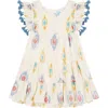 Mer St. Barth Kids'  Sophie Tassel Dress In Gold Blue Ikat