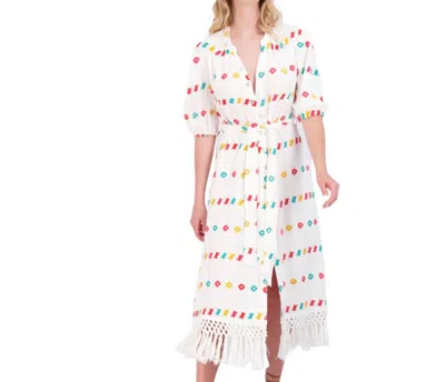 Mer St. Barth Women's Estelle Fringed Shirtdress In Multi In White