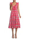 MER ST. BARTH WOMEN'S GISELLE FLORAL EMBROIDERY MIDAXI TIERED DRESS