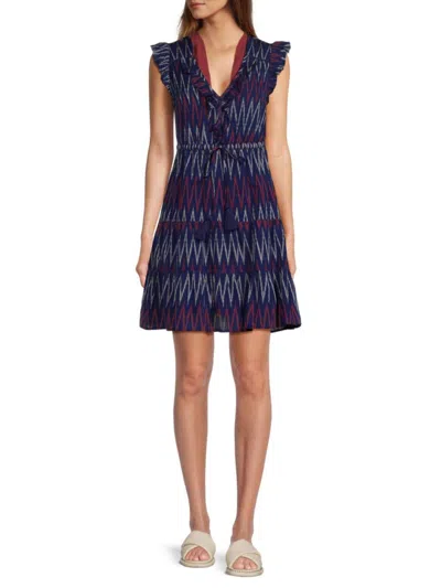 Mer St. Barth Women's Giselle Print Ruffle Mini Dress In Navy