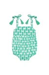 Mer St. Barth Zoe Baby Romper Pineapple Crush Lagoon In Green