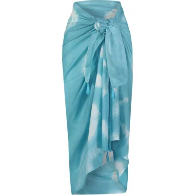 Mer St Barths Cotton Saline Pareo Aqua Tie-dye