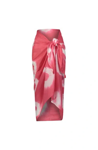 Mer St Barths Cotton Saline Pareo Hibiscus Tie-dye In Pink