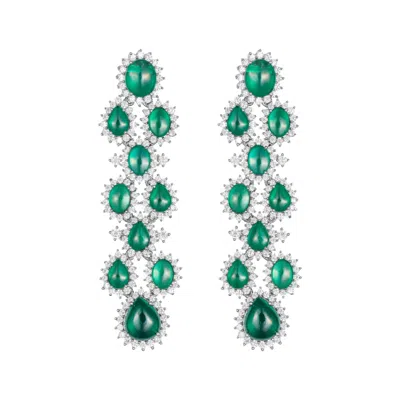 Meraki By Rashmi Bajaj Women's Elise Green American Diamond Chandelier Earrings