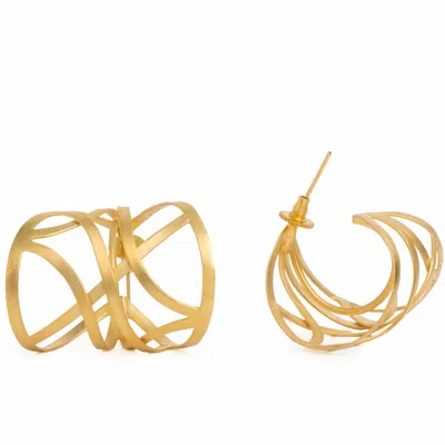 Meraki By Rashmi Bajaj Women's Gold Fine Line Hoop Earrings