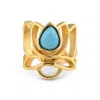 Meraki By Rashmi Bajaj Women's Gold Layla Blue Lotus Ring
