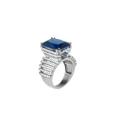Meraki By Rashmi Bajaj Women's Noir Prism Blue Crystal Ring