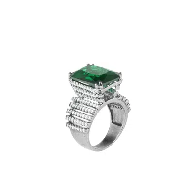 Meraki By Rashmi Bajaj Women's Noir Prism Green Crystal Ring