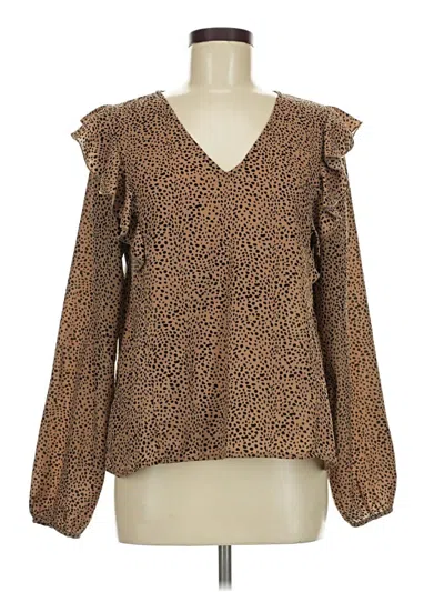 Pre-owned Meraki Long Sleeve Blouse In Brown