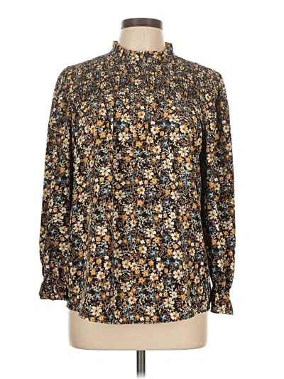Pre-owned Meraki Long Sleeve Blouse In Gold