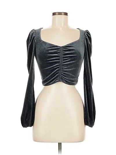 Pre-owned Meraki Long Sleeve Top Gray Sweetheart Neckline Tops