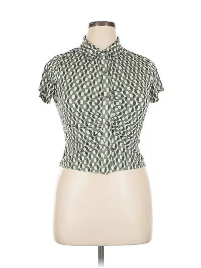 Pre-owned Meraki Short Sleeve Blouse In Green