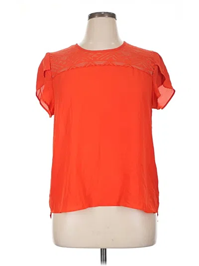 Pre-owned Meraki Short Sleeve Top Orange Keyhole Neckline Tops