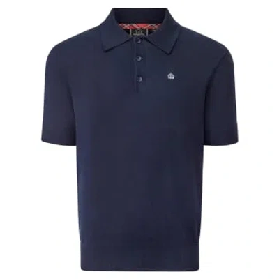 Merc London Archie Knitted Polo In Blue