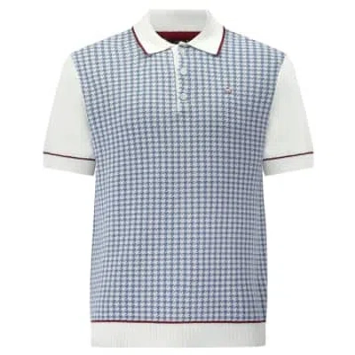 Merc London Cavendish Houndstooth Knitted Polo In White