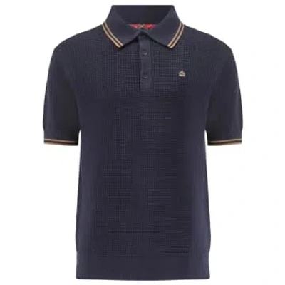Merc London Edmund Knitted Polo In Blue