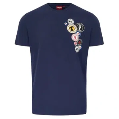 Merc London Naunton Pin Badge T-shirt In Blue