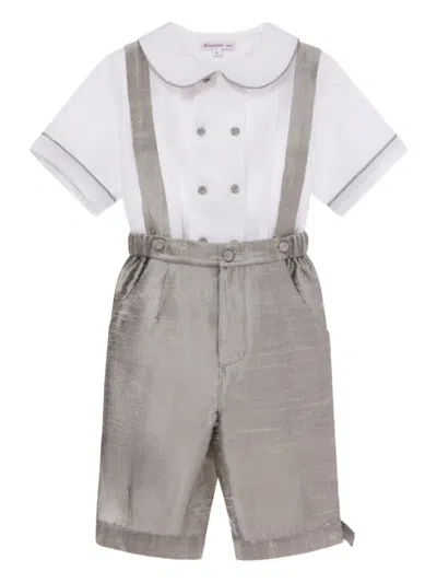 Mercadante 1939 Kids' Linen Trouser Set In Brown