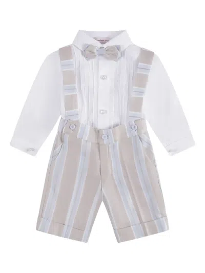 Mercadante 1939 Babies' Striped Shorts Set In Neutrals