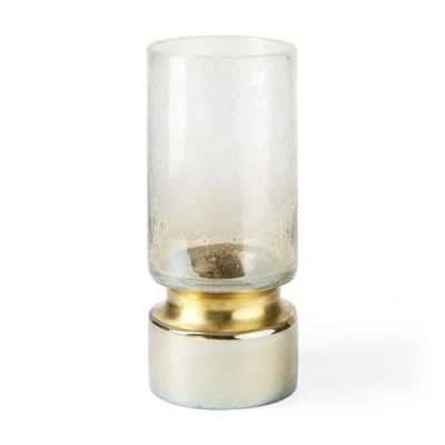 Mercana Adriatic I Small Brushed Metal Glass Vase In Gold