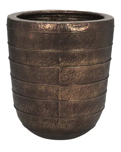 Mercana Aivana Extra Large Antiqued Metal Floor Vase In Brown