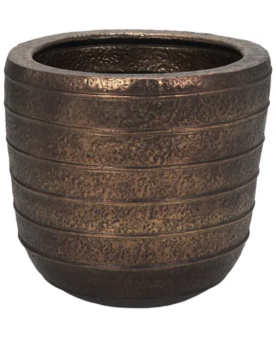 Mercana Aivana Large Antiqued Metal Floor Vase In Brown