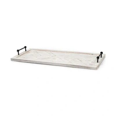 Mercana Alfred Wooden Herringbone Tray In White