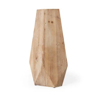 Mercana Allen Natural Wooden Base Oval Vase In Neutral