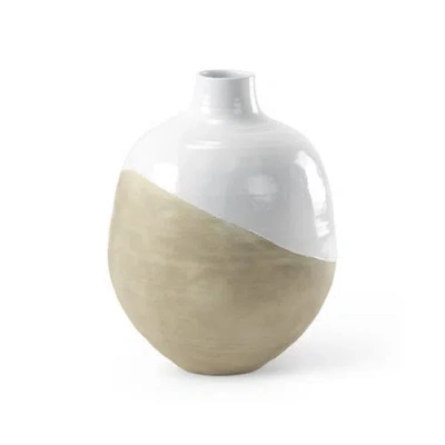 Mercana Amos Blocked Ceramic Floor Vase In White