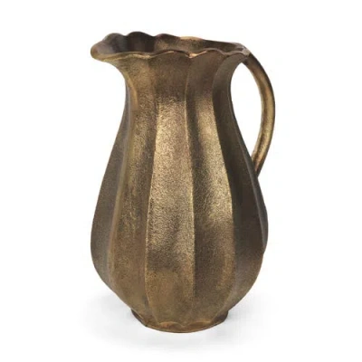 Mercana Anya Calloped Petal Cast Metal Jug In Gold