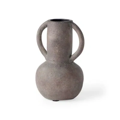 Mercana Armani Double Ear Ceramic Vase In Gray