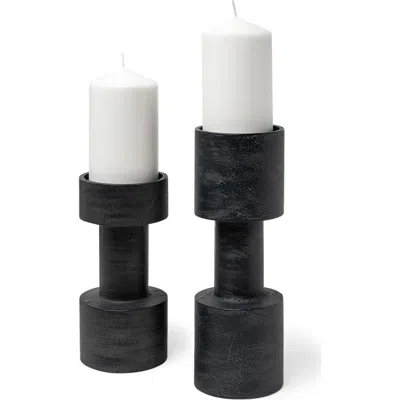 Mercana Bolton I Set Of 2 Metal Table Candle Holders In Black