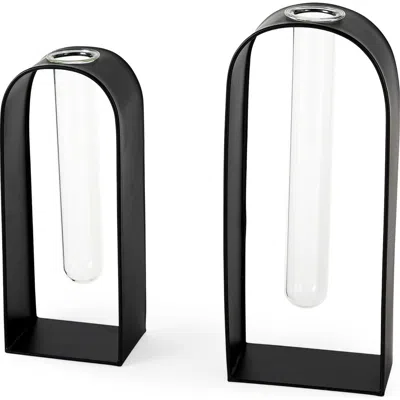 Mercana Boyer Set Of Two Test Tube Decorative Objects In Black