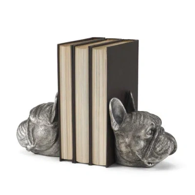 Mercana Bruno Set Of 2 American Bulldog Bookends In Gray