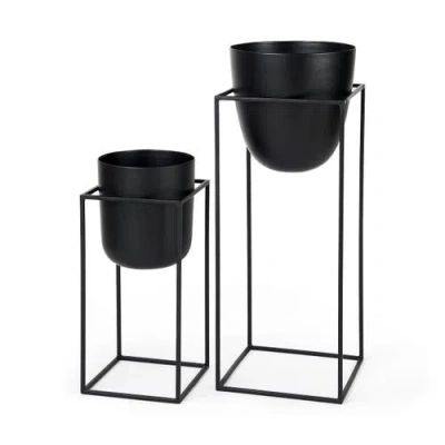 Mercana Bumble Set Of 2 12l X 12w X 32h Plant Stands In Black