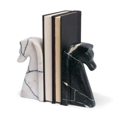 Mercana Cavalli Marble Horse Bookends In Black