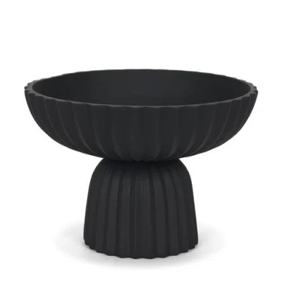 Mercana Ciaran Fluted Textured Metal Decorative Bowl In Black